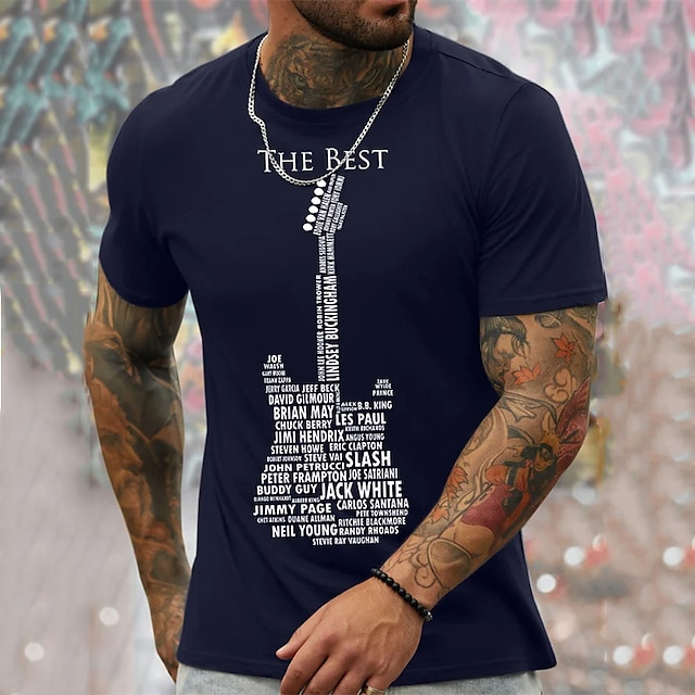  Hombre Estampados Instrumento musical Pasatiempo Camiseta Camisetas gráficas Algodón Mangas cortas Gráfico Camisa Negro Blanco Azul Marino Camiseta cómoda Vacaciones Calle Ropa de diseñador de moda