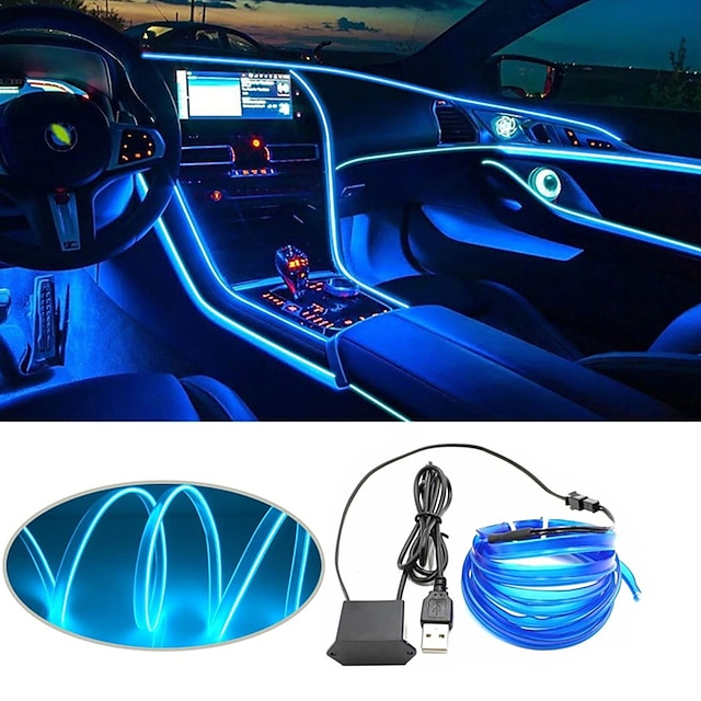  Car LED Strip Ambient Lights Wire LED USB Flexible Neon Interior Lights Assembly with Cigarette Lighter