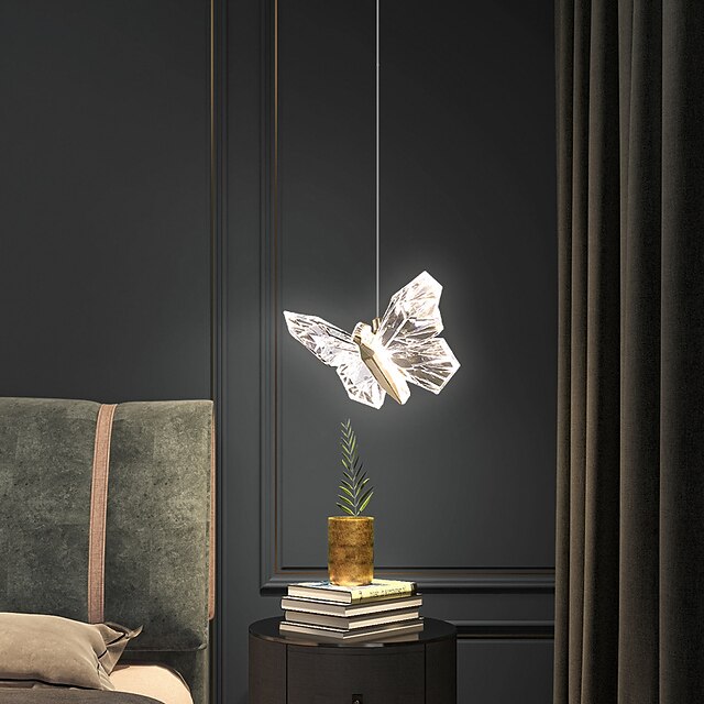  led pendentif lumière chambre île éclairage moderne acrylique pendentif luminaires papillon conception idéal pour îlot de cuisine cuisine éclairage chambre suspension