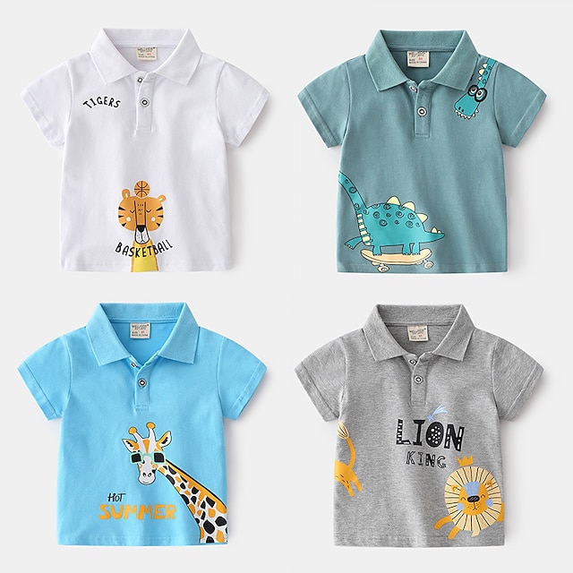 Toddler Girls' Polo Shirt Cartoon School Short Sleeve Active 37 Years