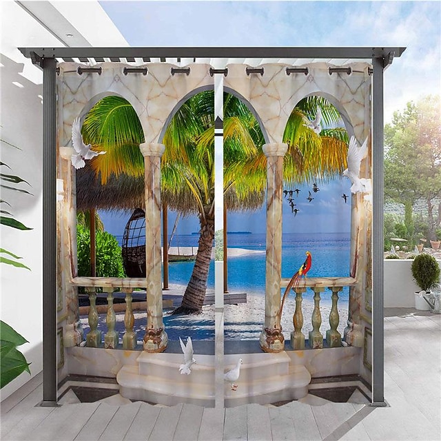 Hiseng Rideaux Extérieurs Imperméables Occultants Thermiques 132×213 Cm Rouge – 2 Pièces Pour Pergola Terrasse Jardin