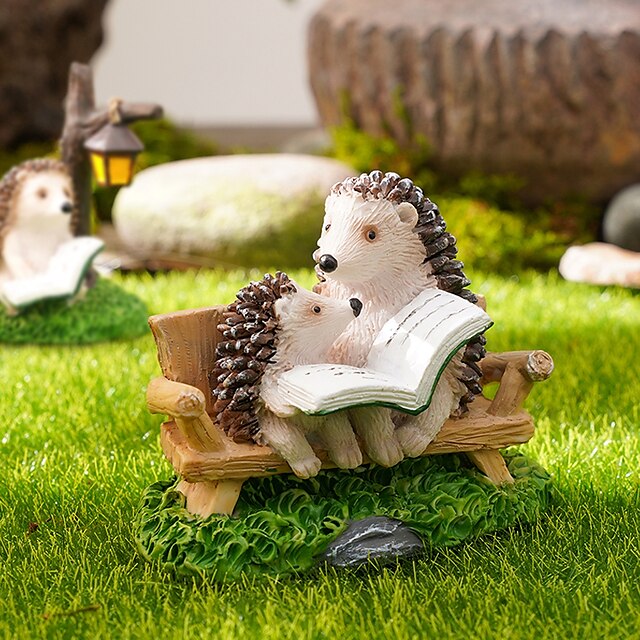  kreatív és aranyos kis állatok kertészkedés díszek olvasás sündisznó kert tereprendezés dekoratív műgyanta kézműves 1db