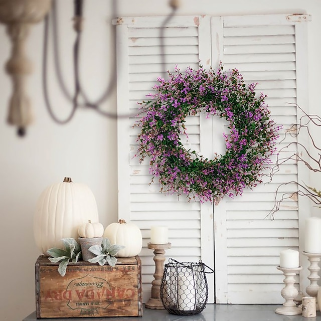  藤のつるサークル牧歌的な花輪素朴な農家の装飾花の花輪玄関ドア窓結婚式春紫
