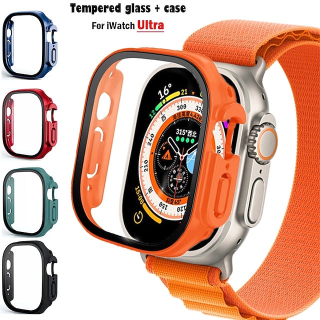  Horlogekast met schermbeschermer Compatibel met: Apple Watch Ultra 49mm / Series 8 7 41mm 45mm / Series 6 5 4 SE 40mm 44mm / Series 3 2 1 38mm 42mm Schokbestendig Harde pc Horloge Deksel
