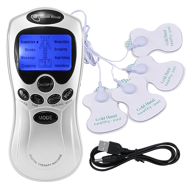  4 eletrodos dezenas de cuidados de saúde acupuntura terapia elétrica massageador máquina de pulso corpo magro
