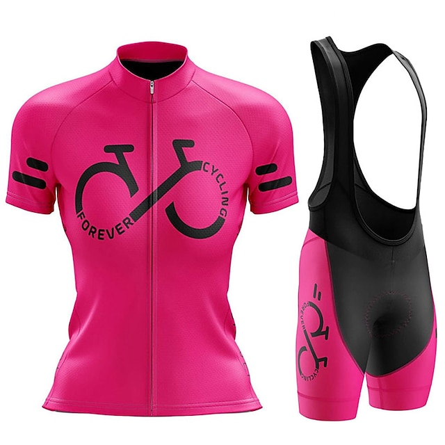  21Grams Women's Cycling Jersey with Bib Shorts Short Sleeve Mountain Bike MTB Road Bike Cycling Black White Pink Graphic Bike Breathable Moisture Wicking Quick Dry Spandex Sports Graphic Funny