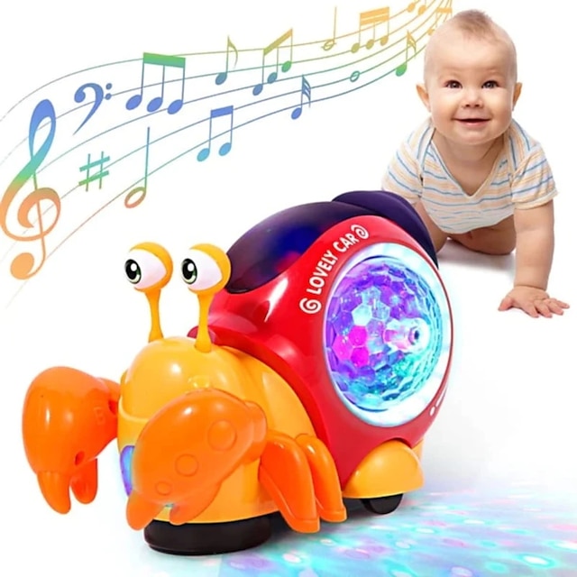  Crawling Crab Baby Toys with Music LED Light Up Interactive Musical Toys for Baby Dancing Crawling Toys Moving Toddler Toys