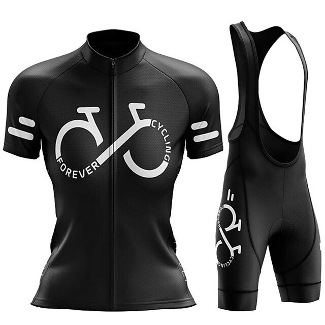 Women's Cycling Jersey with Bib Shorts Short Sleeve Mountain Bike MTB Road Bike Cycling Black
