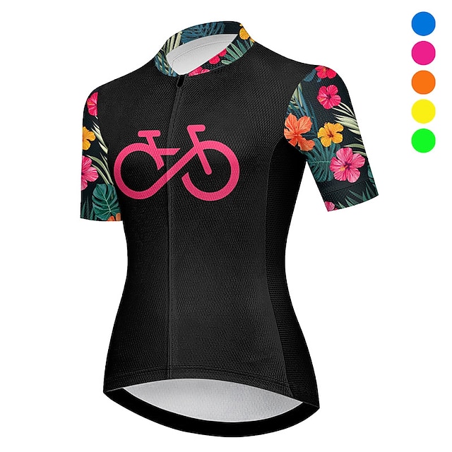  21Grams Women's Cycling Jersey Short Sleeve Bike Top with 3 Rear Pockets Mountain Bike MTB Road Bike Cycling Breathable Moisture Wicking Quick Dry Reflective Strips Violet Pink Blue Graphic Sports