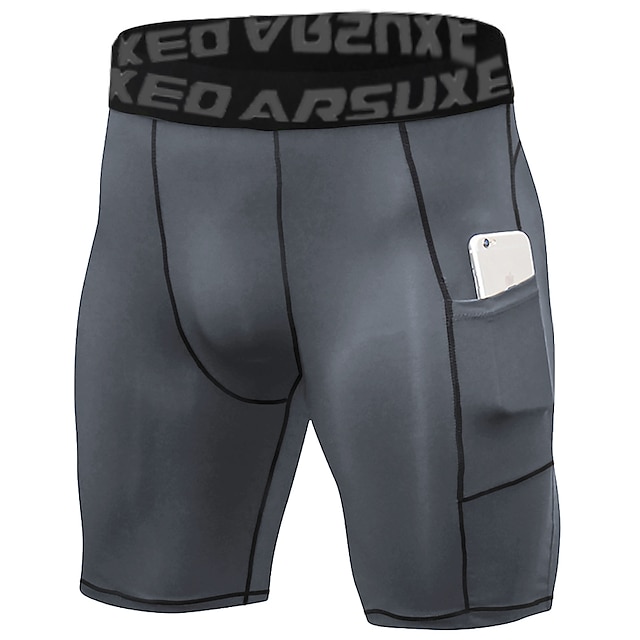 Arsuxeo Men's Running Tight Shorts Compression Shorts with Phone Pocket