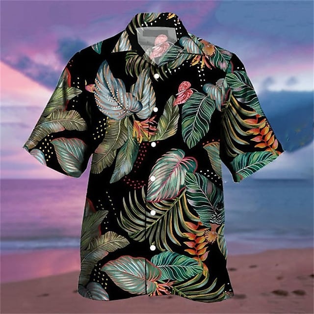 Men's Music Colorful Guitar Shirt Summer Hawaiian Shirt Short Sleeve ...