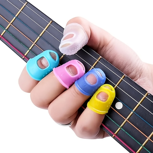  10 pçs/conjunto dedais de dedo manga anti-escaldante luvas de silicone tocando guitarra proteção de dedos diy artesanato luva costura ferramenta de cozinha