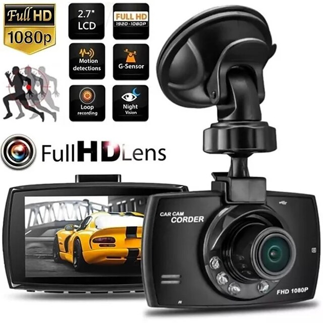  Universal Full HD Car DVR Camera Night Vision G-sensor Loop Recording Car Dash Cam Recorder Vehicle Dashboard Camera Tachograph with 6 LED Light
