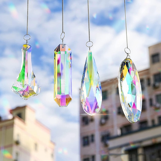  carillons éoliens en cristal attrape-soleil - décorations pour la maison en plein air de jardin décor suspendu pour attrape-lumière de cuisine au plafond