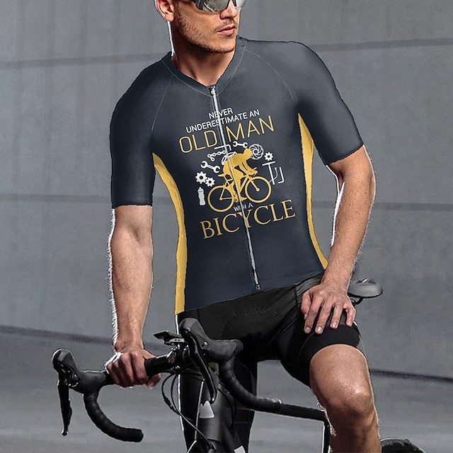  21Grams Męskie Koszulka rowerowa Krótki rękaw Rower Top z 3 tylnymi kieszeniami Antypoślizgowy Filtr przeciwsłoneczny Szybkie wysychanie Oddychający Żółty Różowy Czerwony Starzec Sport Odzież
