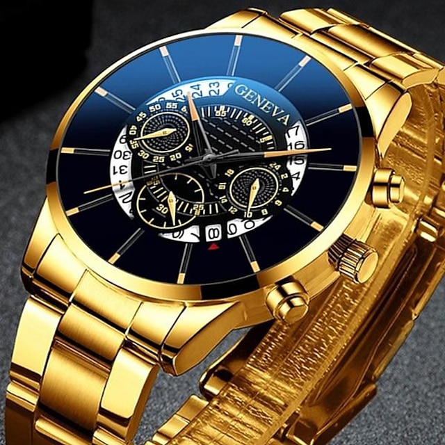  Mens Watches Stainless Steel Waterproof Calendar Quartz Watch Man Luxury Business Dress Watch for Men Fashion Male Wrist Watch