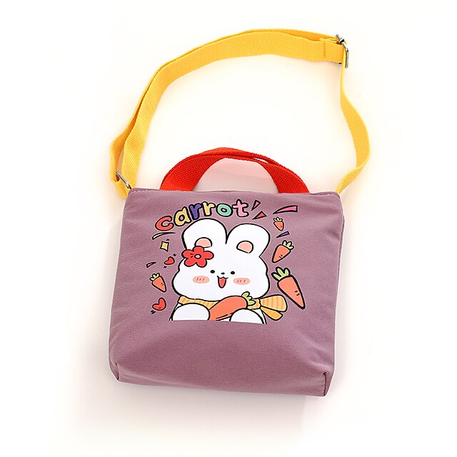  Girls' Crossbody Bag Canvas Daily Zipper Lightweight Character Pink Purple Orange