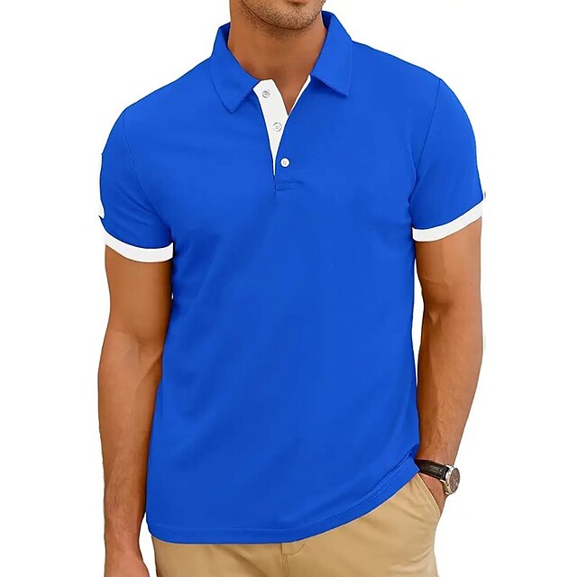 Men's Golf Shirt Polo Outdoor Sports Button Classic Short Sleeves Basic ...