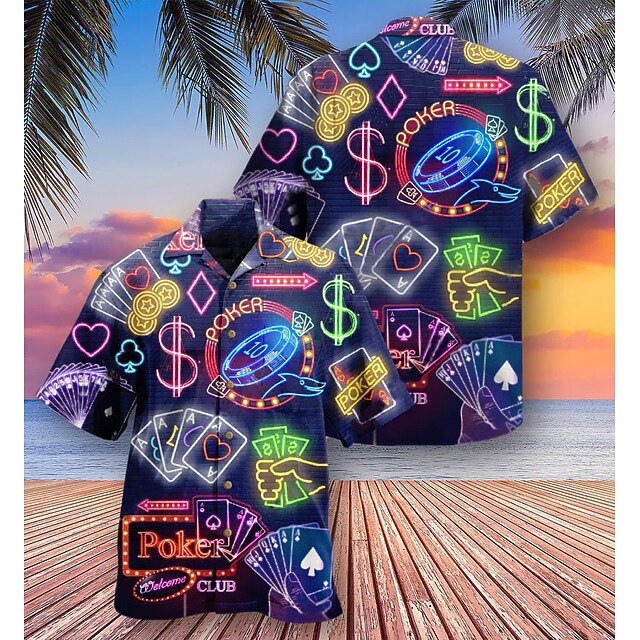 Cromoncent Camicia Hawaiana Manica Corta Per Uomo E Ragazzo – Stampa Tropicale Aloha Viola – Colletto Cubano – Taglia 3XL - 5