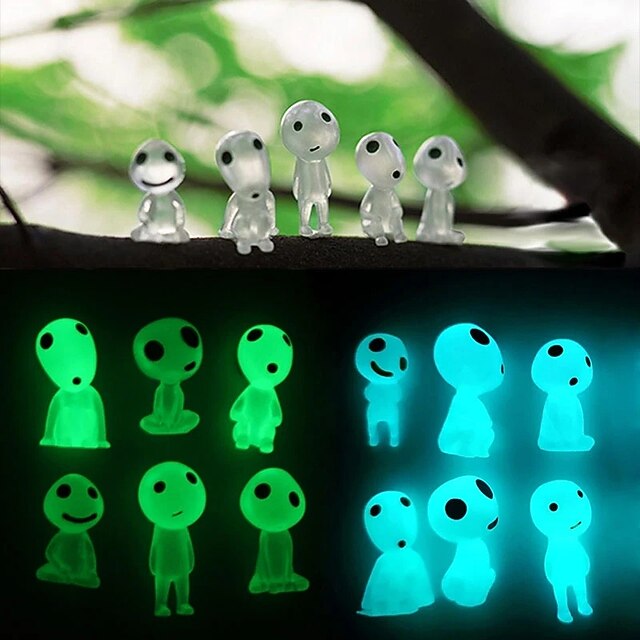 10Pcs Mini Luminous Tree Elves Spirit Princess Mononoke Micro Landscape Figure Ornament Glowing Miniature Gardening Potted Decor2
