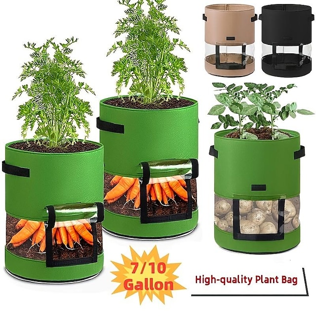  1 pc sac de culture de pommes de terre légumes oignon maison jardin plante sac avec poignée pu épaissi jardin carotte taro arachide sac de culture pot de pommes de terre