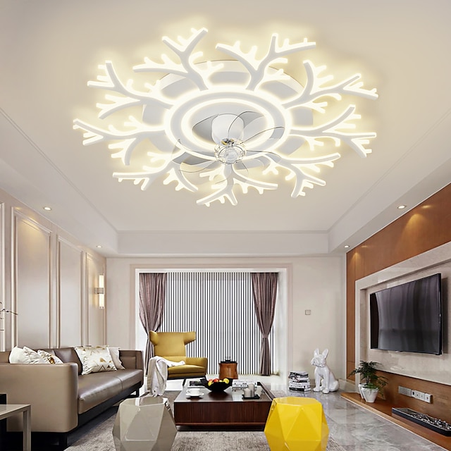  ventilatoare de tavan cu led reglabile cu telecomandă design cu flori contral plafoniera cu montare încasată abajur acrilic candelabru dormitor sufragerie