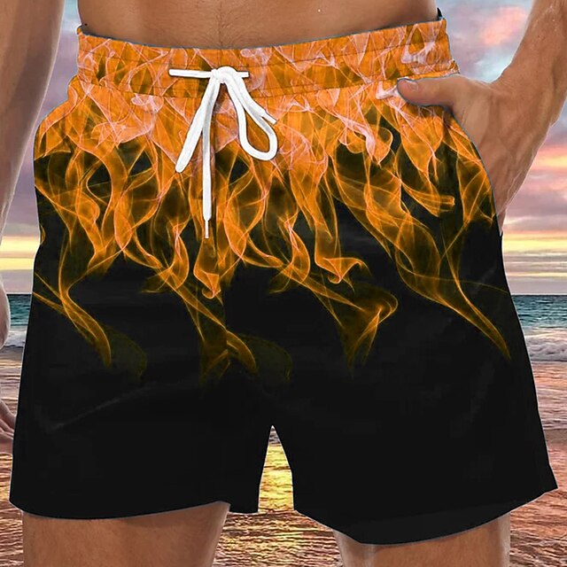 Short swim trunks with brushstroke print