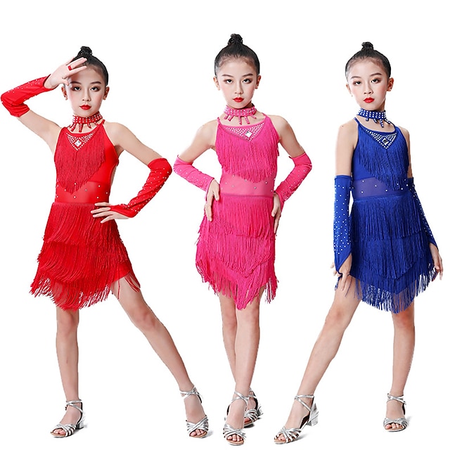 Latin Dance Kids' Dancewear Dance Costumes Dress Lace Crystal ...