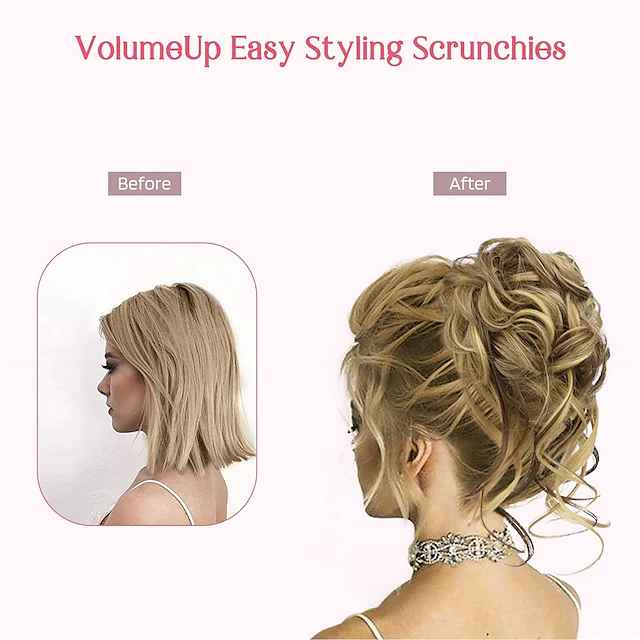 Messy Bun Hair Piece HOOJIH 2PCS Tousled Updo with Tendrils Hair Bun ...