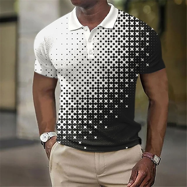  Men's Polo Shirt Golf Shirt Graphic Prints Geometry Turndown Red green Black Yellow Red Blue Outdoor Street Short Sleeve Print Clothing Apparel Fashion Designer Casual Breathable