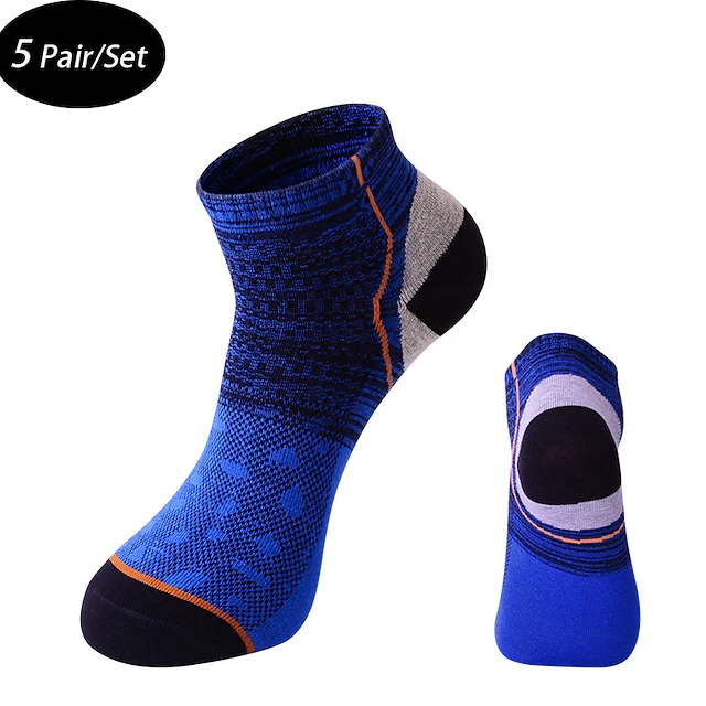 Men's 5 Pairs Ankle Socks Sneaker Socks Low Cut Socks Blue Light Grey Color Color Block Sports & Outdoor Casual Daily Medium Summer Stylish Classic 10