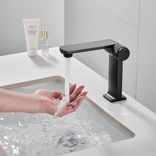  Basin Sink Mixer Taps, Bathroom Sink Faucet Single Handle One Hole Deck Mounted Vessel Water Tap with Hot and Cold Hose