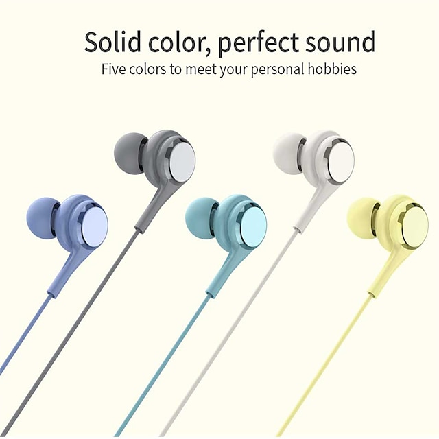  Wired Headphones Macaron Color In-Ear Wired Headphones Lightweight Headphones With HD Microphone Voice Call 3.5mm Jack For Mobile Phone Tablet MP3 MP4 Christmas Gift For Women kids Men Adults
