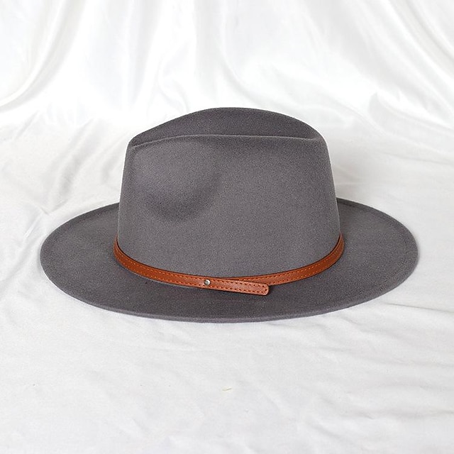  Chapéus Lã / Acrílico Chapéu Fedora Formal Casamento coquetel Royal Astcot Simples Clássico Com Cor Pura Capacete Chapéu