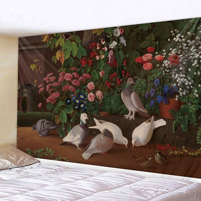  Pintura al óleo floral colgante tapiz pared arte gran tapiz mural decoración fotografía telón de fondo manta cortina hogar dormitorio sala de estar decoración
