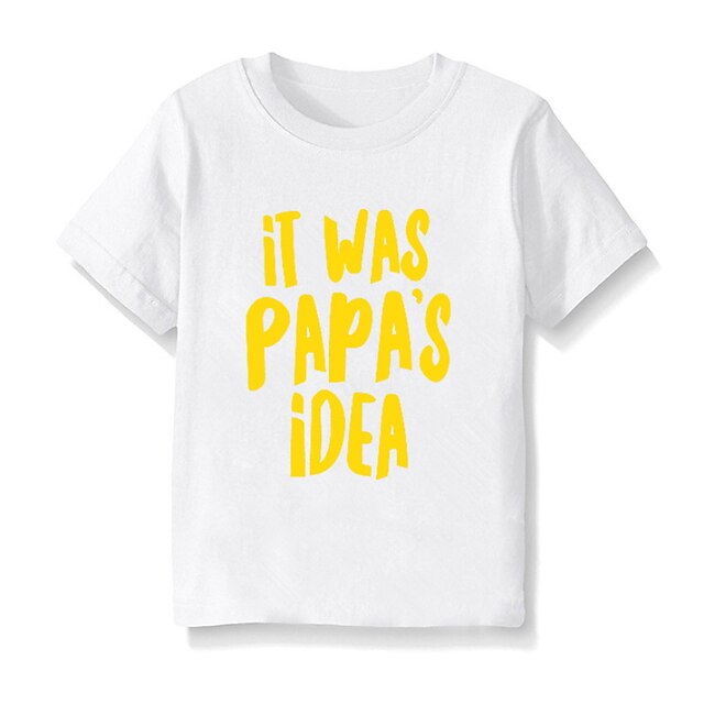  Lapset Poikien T-paita Tee Kirjain Lyhythihainen Crewneck Puuvilla Lasten toppi Kausaliteetti Muoti Päivittäin Kesä Valkoinen tyyli 2 4-13 vuotta