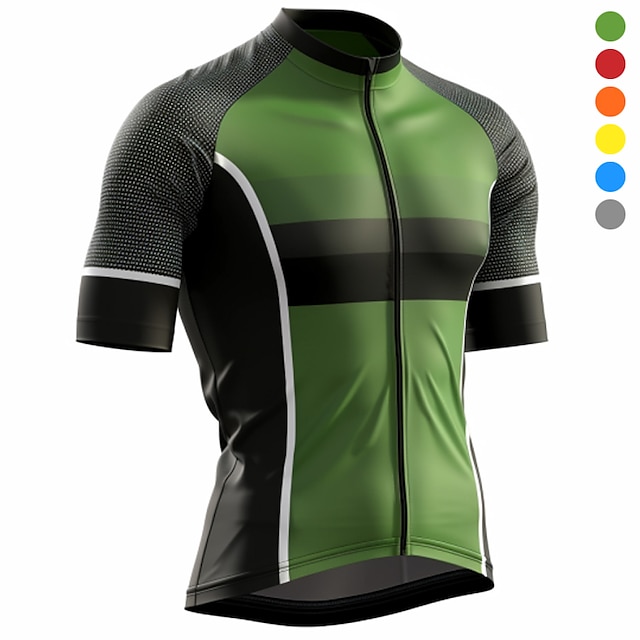  21Grams Men's Cycling Jersey Short Sleeve Bike Top with 3 Rear Pockets Mountain Bike MTB Road Bike Cycling Breathable Moisture Wicking Quick Dry Reflective Strips Yellow Red Blue Color Block Polyester