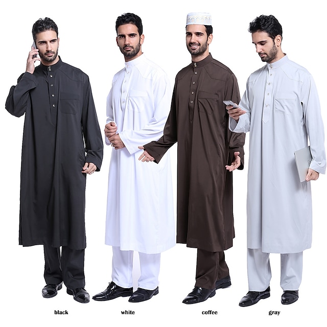  Ανδρικά Ρόμπα Thobe / Jubba Θρησκευτικό Σαουδική Αραβική αραβικός μουσουλμάνος Ραμαζάνι Ενήλικες Φορμάκι / Ολόσωμη φόρμα