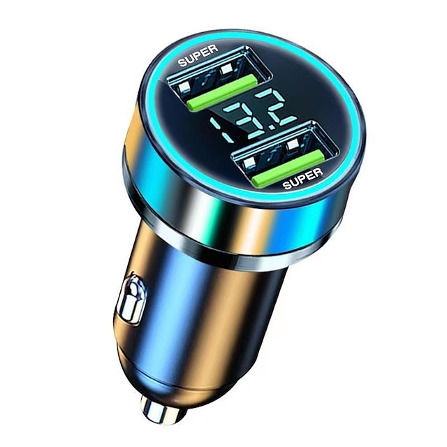  2 Port LCD Display Cigarette Lighter Socket Car Charger Adapter High Quality Dual USB Car Charger 12-24V 3.1A
