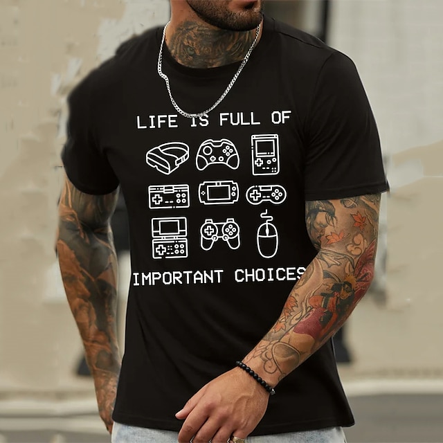  Per uomo Cartoni animati Stampe Grafiche Hobby Maglietta Maglietta grafica Cotone Maniche Corte Grafico Camicia Vinaccia Nero Bianco Maglietta comoda Vacanza Streetwear Abbigliamento di stilista