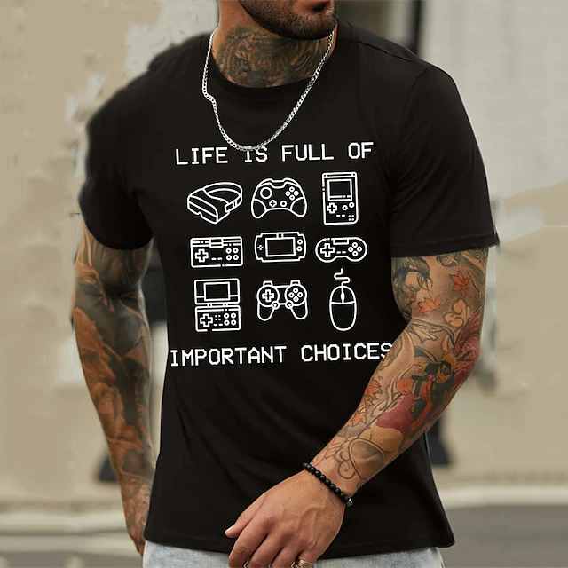 Men's Cartoon Graphic Prints Hobby T Shirt Graphic Tee Cotton Short Sleeves Graphic Shirt Wine Black White Comfortable Tee Vacation Street Fashion Designer Clothing 9