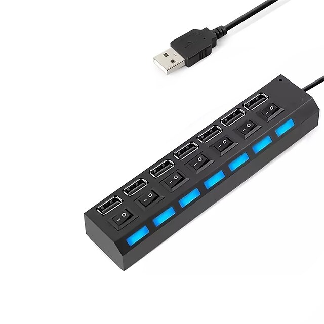  USB 2.0 Κόμβοι 7 Λιμάνια 7 σε 1 4-ΣΕ-1 με Ανεξάρτητους Διακόπτες Διανομέας USB με USB2.0*4 Παράδοση ρεύματος Για Φορητό Υπολογιστή Η/Υ Tablet