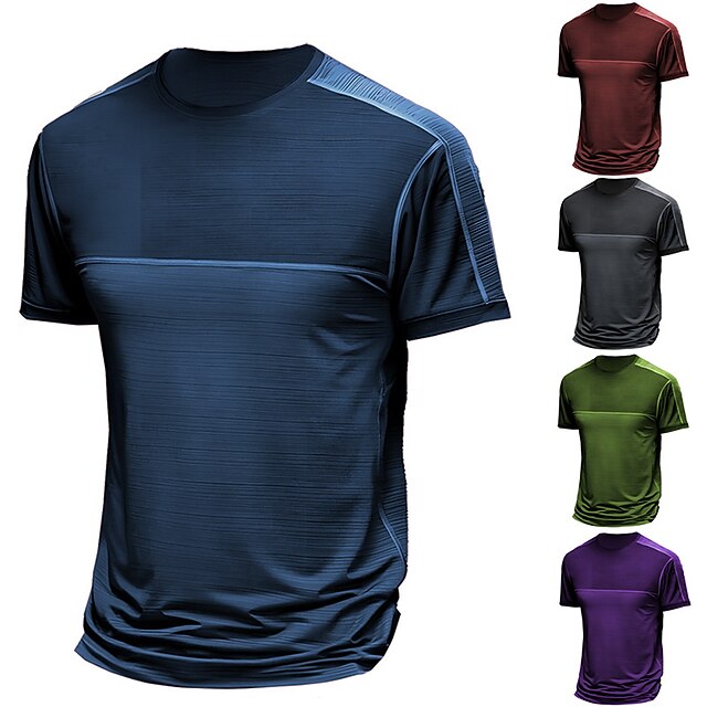 Men's T Shirt Moisture Wicking Shirts Tee Top Short Sleeves Crew Neck Summer Color Block Graphic Prints Designer Basic Modern Contemporary Vacation Street Going out Black Red Navy Blue Top Tee for Men 7