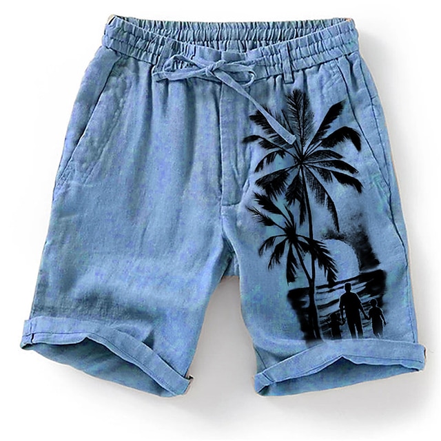 Men's Shorts Summer Shorts Beach Shorts Drawstring Elastic Waist 3D ...