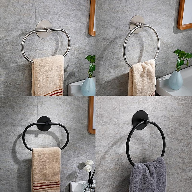  Anillo de toalla para baño, soporte de toalla de mano autoadhesivo montado en la pared, colgador de toalla de baño de acero inoxidable 304/toallero de mano redondo perfecto para baño, fregadero, cocina
