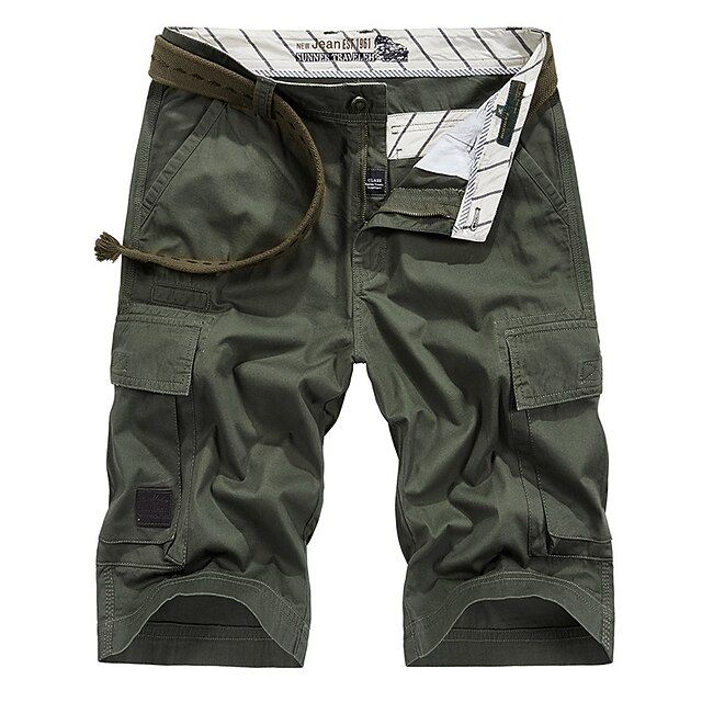  Voor heren Cargoshorts Korte broek Meerdere zakken Effen Comfort Ademend Buiten Dagelijks Uitgaan Modieus Streetwear Leger groen Groen