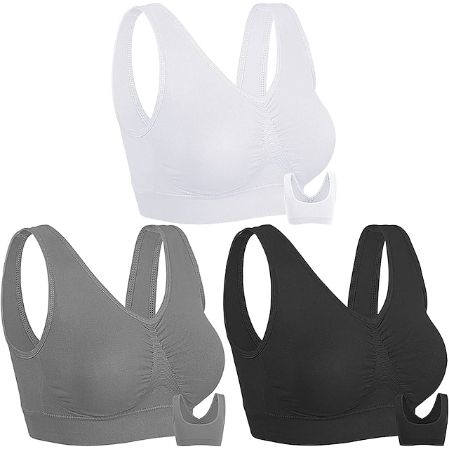  3 Packs Sports Bra for Women High Support with Removable Pad Wireless Yoga Fitness Gym Workout Bra Top Sport Activewear High Impact Breathable Comfortable Stretchy
