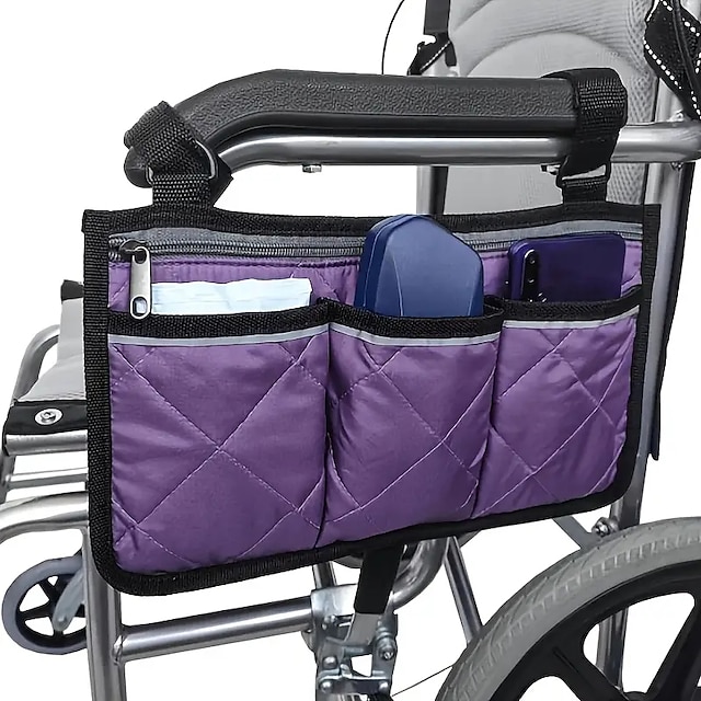  Bolsa organizadora de reposabrazos para silla de ruedas, accesorios de viaje para silla de ruedas, bolsa de almacenamiento con bolsillos