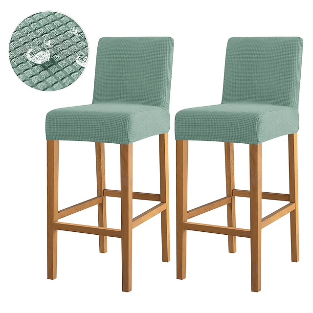 2 Pcs Water Repellent Bar Stool Cover Burgundy Stretch Counter Stool Pub Chair Slipcover Cafe Barstool Cover for Patio Outdoor Bar Restrant Wedding with Elastic Bottom 18
