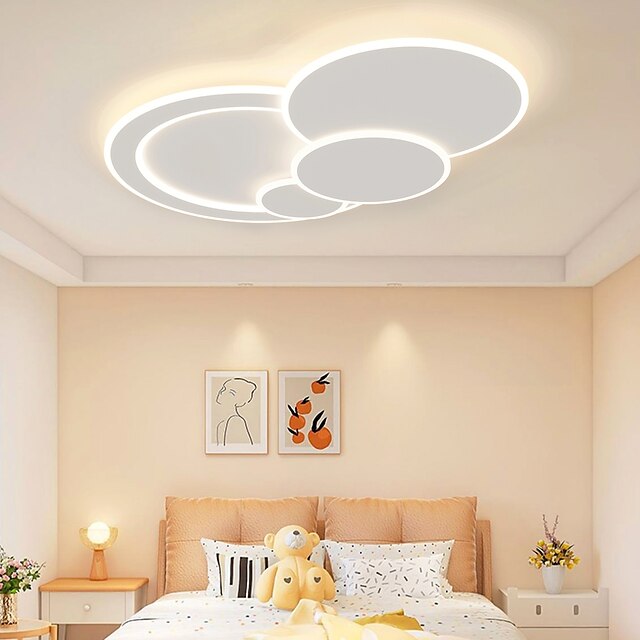  luz de teto led 50/60/90cm formas geométricas luzes embutidas acrílico metal moderno acabamentos pintados contemporâneos luz da sala regulável com controle remoto